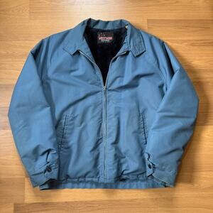Vintage 70’s Westwind Sportswear Blue Lined Zip Up Crop Work Jacket Sz Large VTG